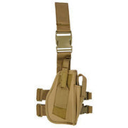 Tan Lancer Tactical Nylon 323TN 92F drop leg holster featuring durable 600D polyester construction, adjustable fit with quick-release buckle, and versatile mounting for secure and reliable carry