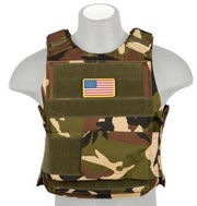 Lancer Tactical Nylon Body Armor Vest Woodland Camo front view
