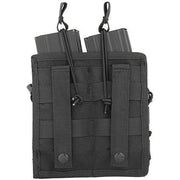 Lancer Tactical Nylon Bungee Open Top Double Mag Airsoft Pouch, Black