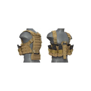 Lancer Tactical Nylon M4 Chest Harness left angel back and right angel front view with Airsoft Magazine in pouch 