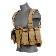 Front View of Lancer Tactical MOLLE Vest in OD Green with Detachable Buckles and Pouches