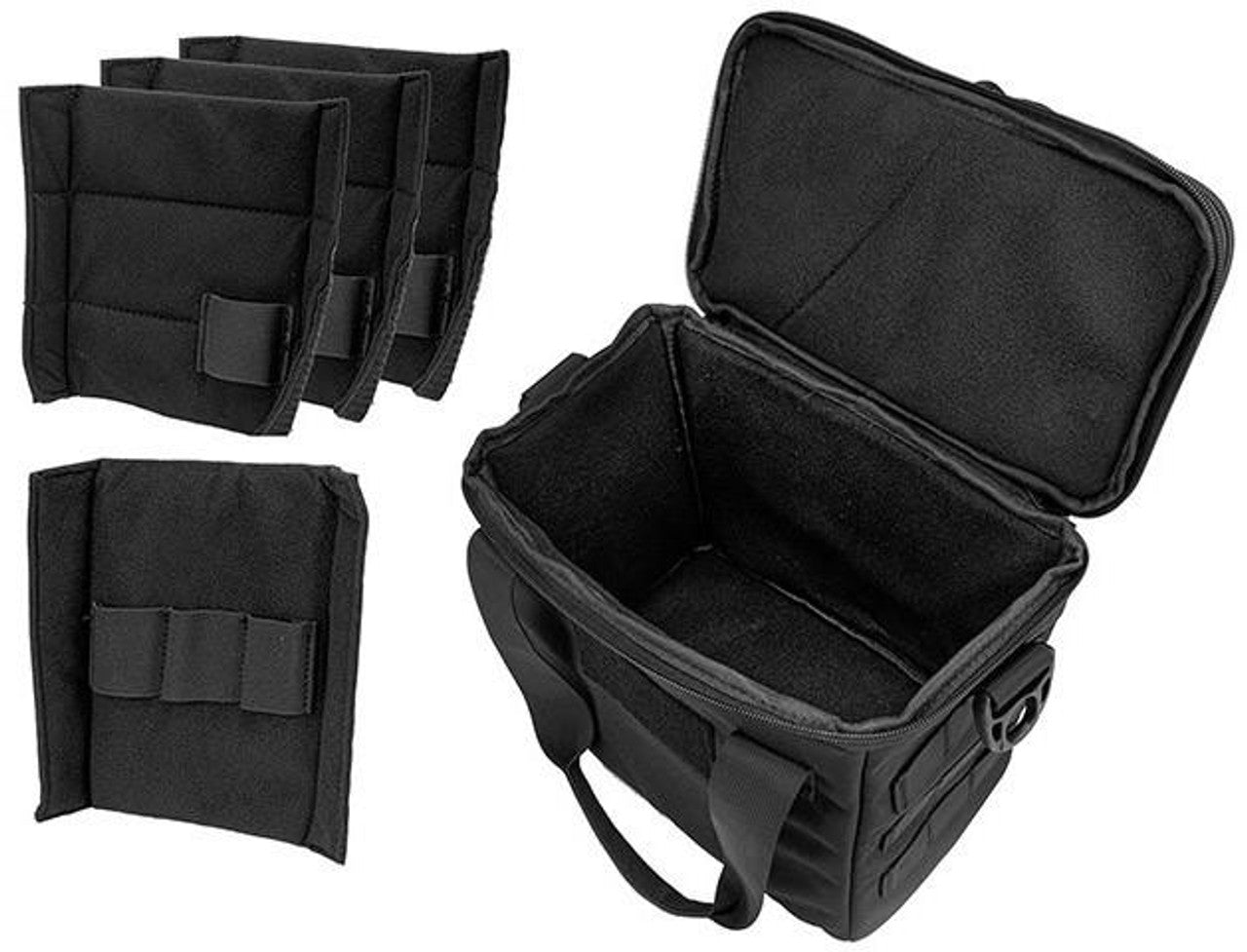Lancer Tactical Nylon Pistol Range Bag Black - Adjustable Shoulder Strap for Easy Carrying