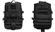 Front view of the Lancer Tactical Nylon Tactical Laptop Backpack in Black, featuring MOLLE webbing for customizable gear attachment