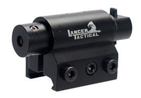 Lancer Tactical UK-CA-429B Red Mini Laser Sight in matte black metal finish with integrated 20mm Weaver rail mount.