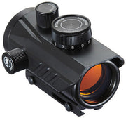 Top view of reflex sight showing windage adjustment and control buttons