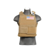 Lancer Tactical Tan Airsoft Body Armor Vest, designed for protection and comfort during airsoft 