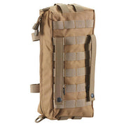 Khaki Lancer Tactical Vertical General Purpose Pouch, lightweight at 6.4 oz (0.4 lbs), made from durable nylon fabric, measures 8"x6.5"x3", versatile with MOLLE webbing for tactical use