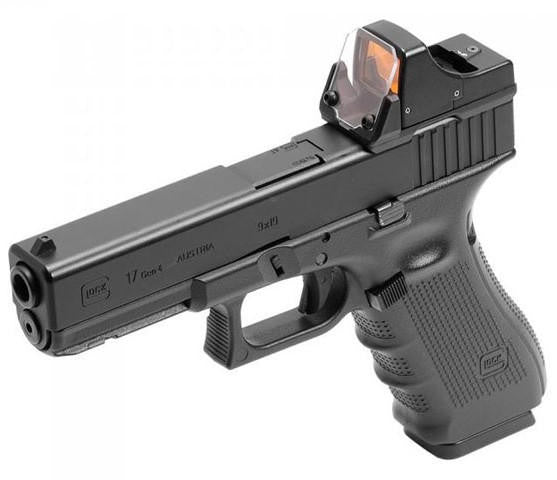 Laylax Aegis HG optic shield installed on Umarex Glock slide