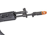 LCT Airsoft LCK15 AK-15 front sight barrel and orange flash hider close-up