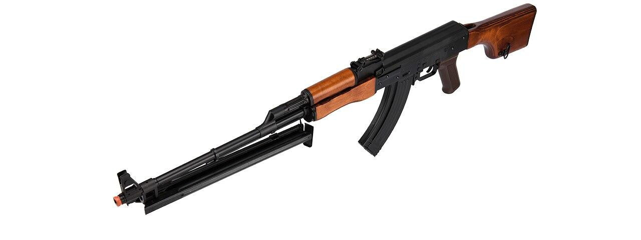 LCT Airsoft RPK Two-Tone Real Wood Airsoft LMG AEG - bipod folded 