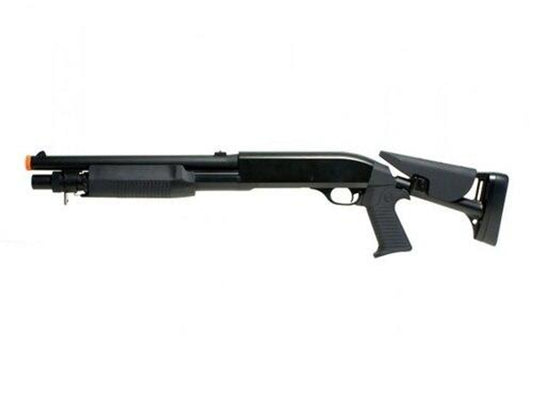 Double Eagle CQB Multi-Shot Spring Shotgun with tactical shell holder and matte black finish