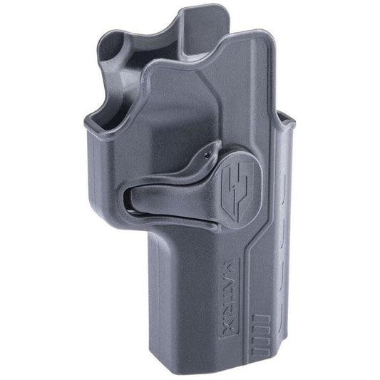 Black Matrix Archon Type B holster, featuring a sleek and durable design without a mount, offering secure retention and compatibility with various mounting options