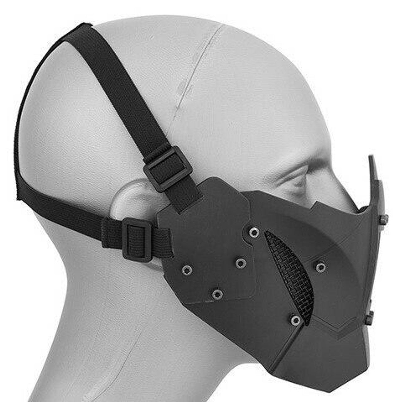 Mesh & Polymer Retro Mecha Lower Face Mask – Durable Airsoft Protection with Helmet Compatibility