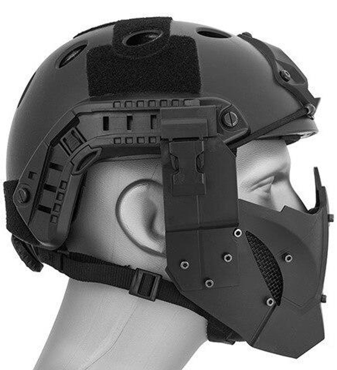 Mesh & Polymer Retro Mecha Lower Face Mask – Durable Airsoft Protection with Helmet Compatibility