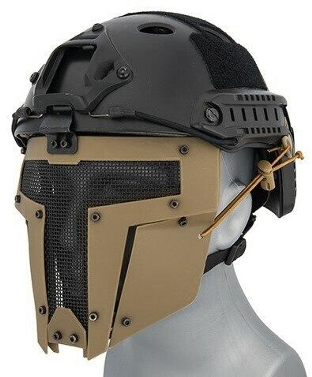 Mesh Mask Face Shield for Airsoft Helmet Systems – Tan, Durable & Lightweight Tactical Protection