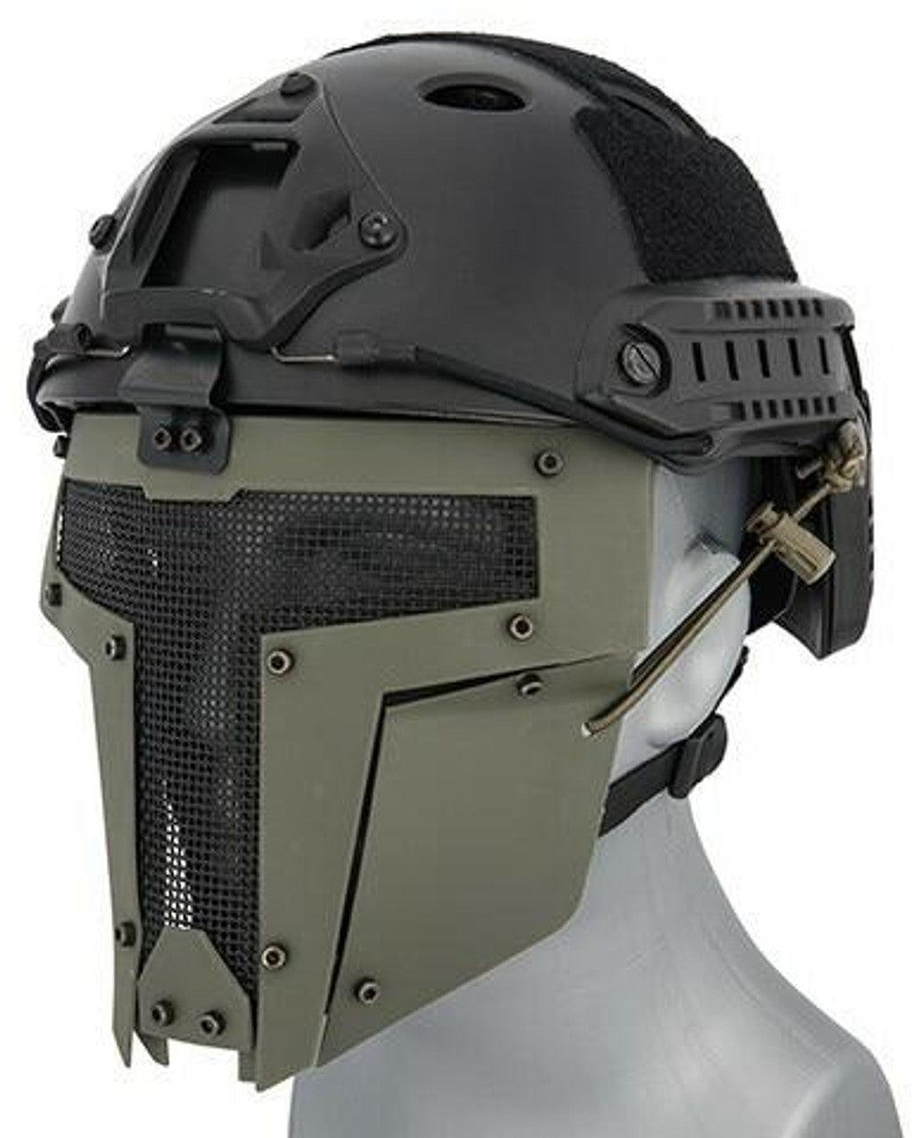 Mesh Mask Face Shield for Airsoft Helmet Systems – OD Green, Lightweight & Durable Protection