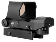 Raptors Airsoft QuadReticle Red Dot Sight – Red/Green Multi-Reticle, Black left angel view