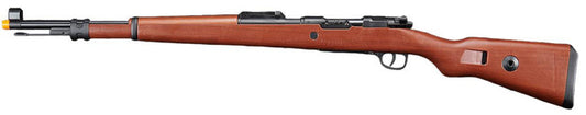 S&T KAR 98K Spring Powered Bolt Action Airsoft Rifle featuring faux wood stock, full-scale WW2 replica design, and metal internals