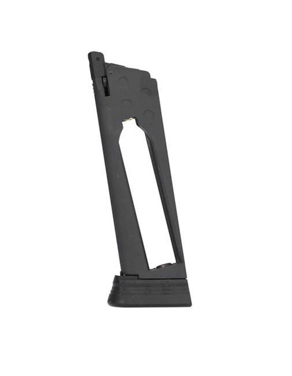 Right side view of SIG Air 1911 CO2 magazine loaded with 12g CO2 cartridge and .177 steel BBs 