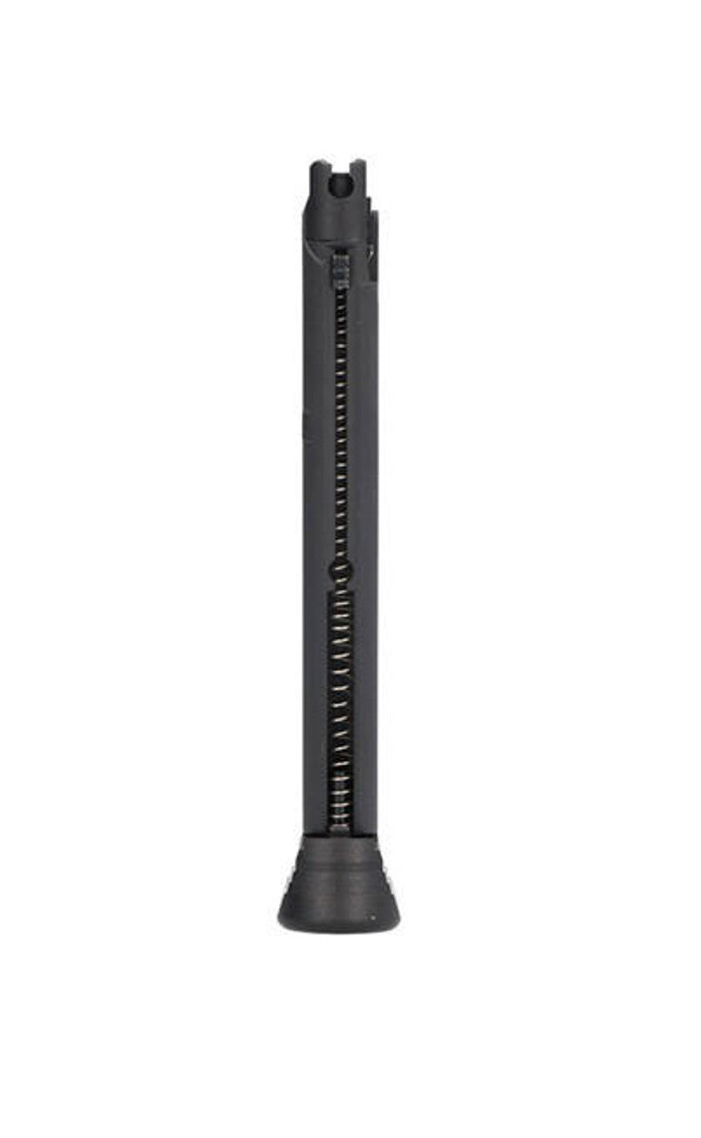 Front view showing the chamber of SIG Air 1911 CO2 magazine loaded with 12g CO2 cartridge and .177 steel BBs