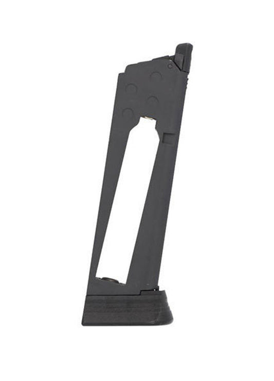 Close-up view of SIG Air 1911 CO2 magazine showing metal body and polymer base in black