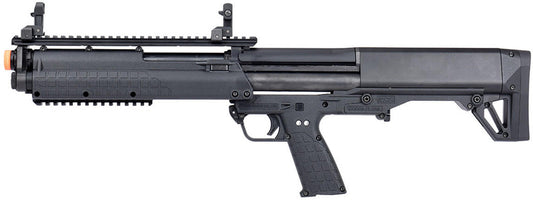 Tokyo Marui KSG pump action gas airsoft shotgun side view in black finish

