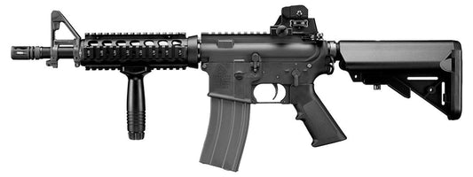 Tokyo Marui M4 CQBR BLOCK1 MWS GBBR rifle left-side profile in black finish

