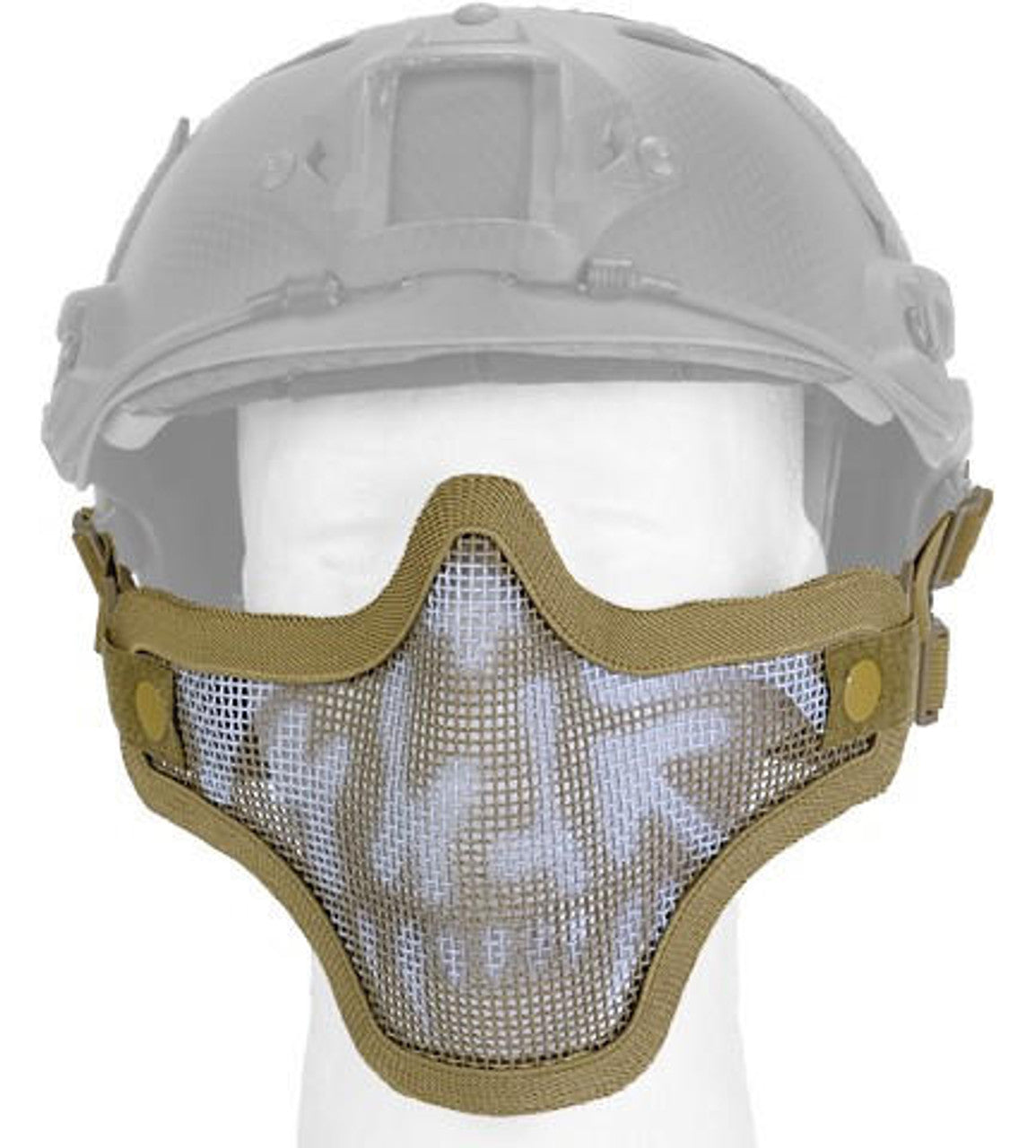UK Arms Skull Metal Mesh Half Mask – Desert Tan, Helmet-Compatible, Durable Design for Tactical Airsoft Protection
