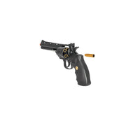 UK Arms Spring-Powered Black Airsoft Revolver – Side View with realist bullet magazine