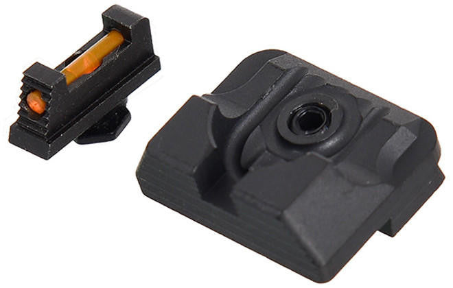 Primary: "UK Arms UK-AC-Q068 CNC machined aluminum fiber optic sight set for G Series GBB airsoft pistols.