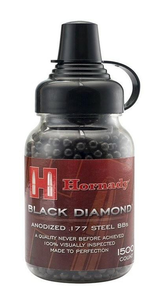 UMAREX Hornady Black Diamond .177 Cal Steel BBs 1500 Count Bottle - Anodized Finish for Precision Shooting