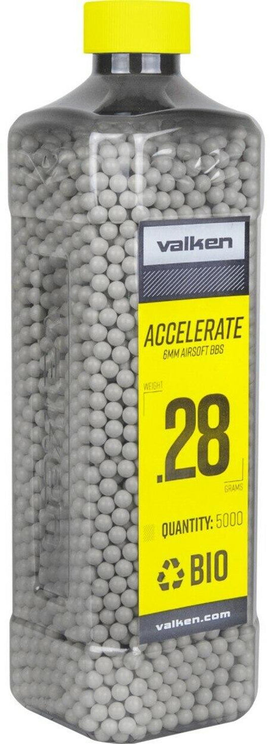 Valken Accelerate 0.28g biodegradable white BBs 5000 round bottle