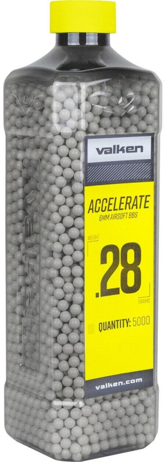 Valken Accelerate 0.28g Biodegradable BBs 5000-round white bottle