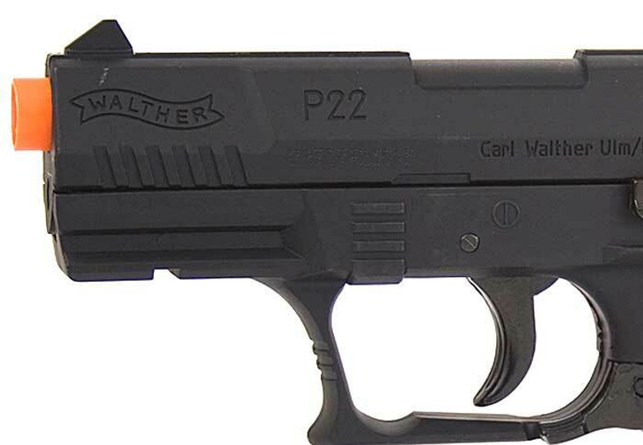 Walther P22 Special Operations Airsoft Spring Pistol With View Of Trigger and Orange Tip