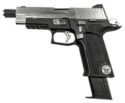 WE Tech P-Virus Two-Tone Gas Blowback Airsoft Pistol, Black and Silver