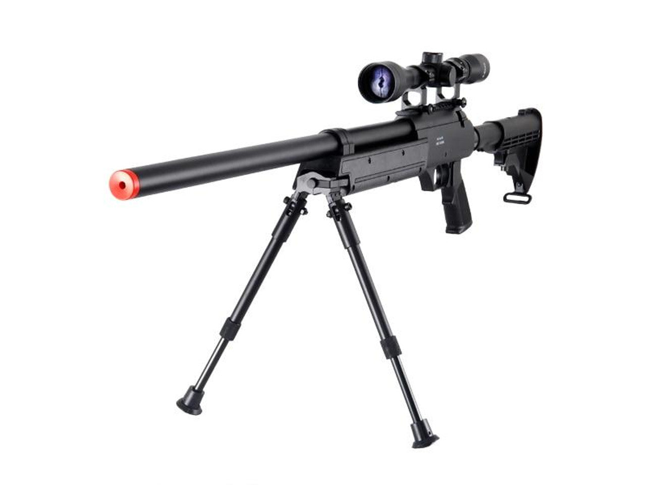 Well MB06AB Bolt Action Sniper Rifle Right Angel view with Bipod and Scope