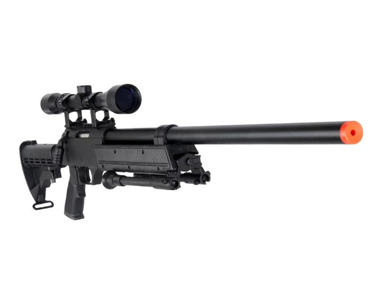 Well MB06AB Bolt Action Sniper Rifle Right Angle view with folded Bipod