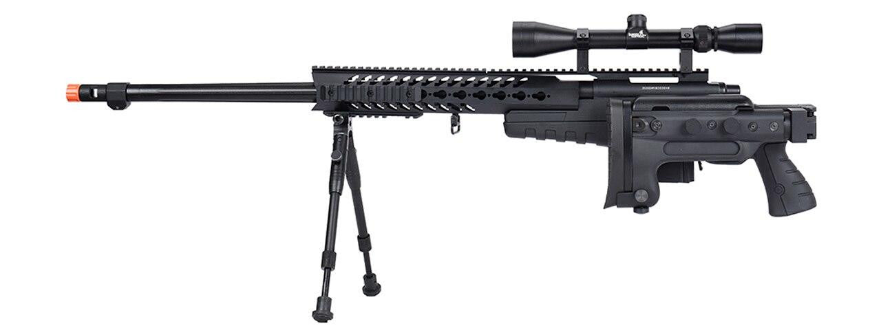 WellFire MB4418-3 Bolt Action Airsoft Sniper Rifle with Scope & Bipod and folded stock