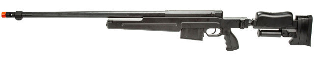 WellFire MBG86B Gas Bolt Action Airsoft Sniper Rifle in black with tactical polymer stock