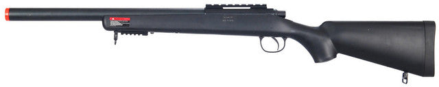 Wellfire VSR-10 bolt action airsoft sniper rifle in black with 30-round magazine and adjustable hop-up
