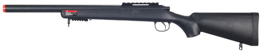 Wellfire VSR-10 bolt action airsoft sniper rifle in black with 30-round magazine and adjustable hop-up
