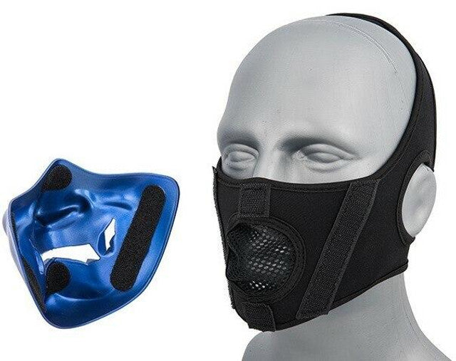 Yokai Ogre Polymer Face Mask – Durable Airsoft Protection with Padded Comfort, Blue Design