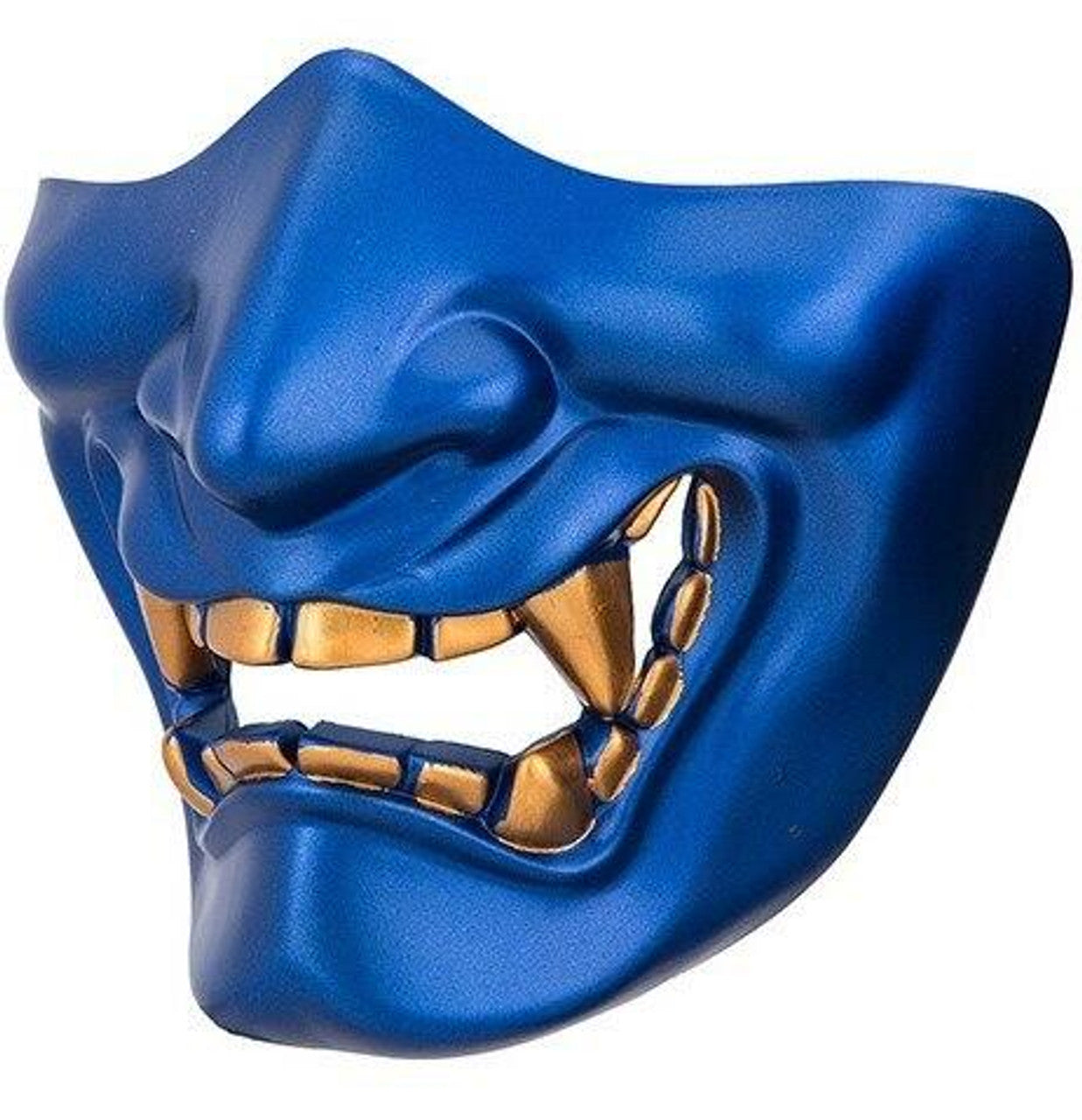 Yokai Ogre Padded Polymer Lower Face Mask in blue, featuring a fierce ogre design, durable nylon polymer construction, soft padding, and adjustable fit for airsoft protection