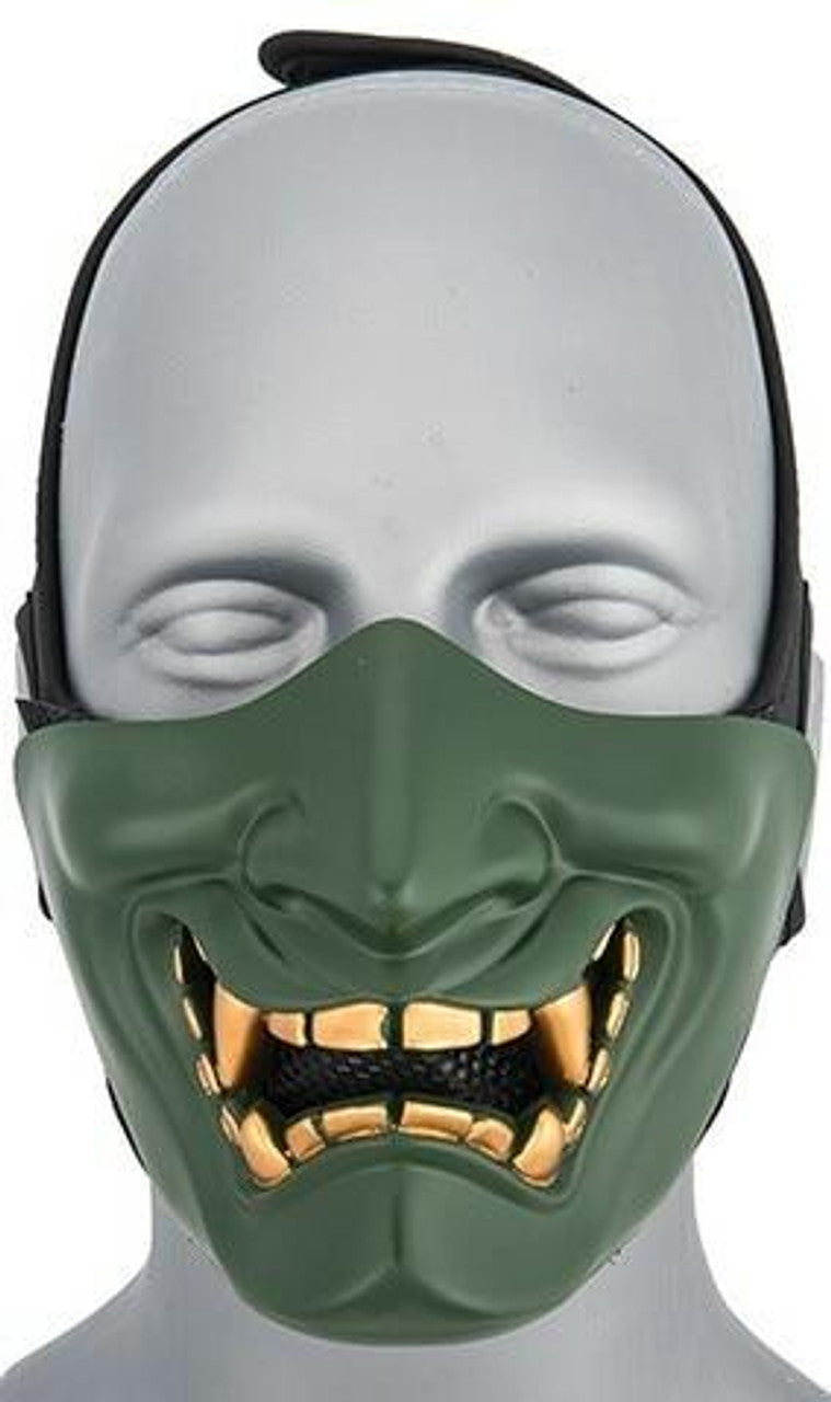 Yokai Ogre Padded Polymer Lower Face Mask – Green, Durable Tactical Airsoft Gear