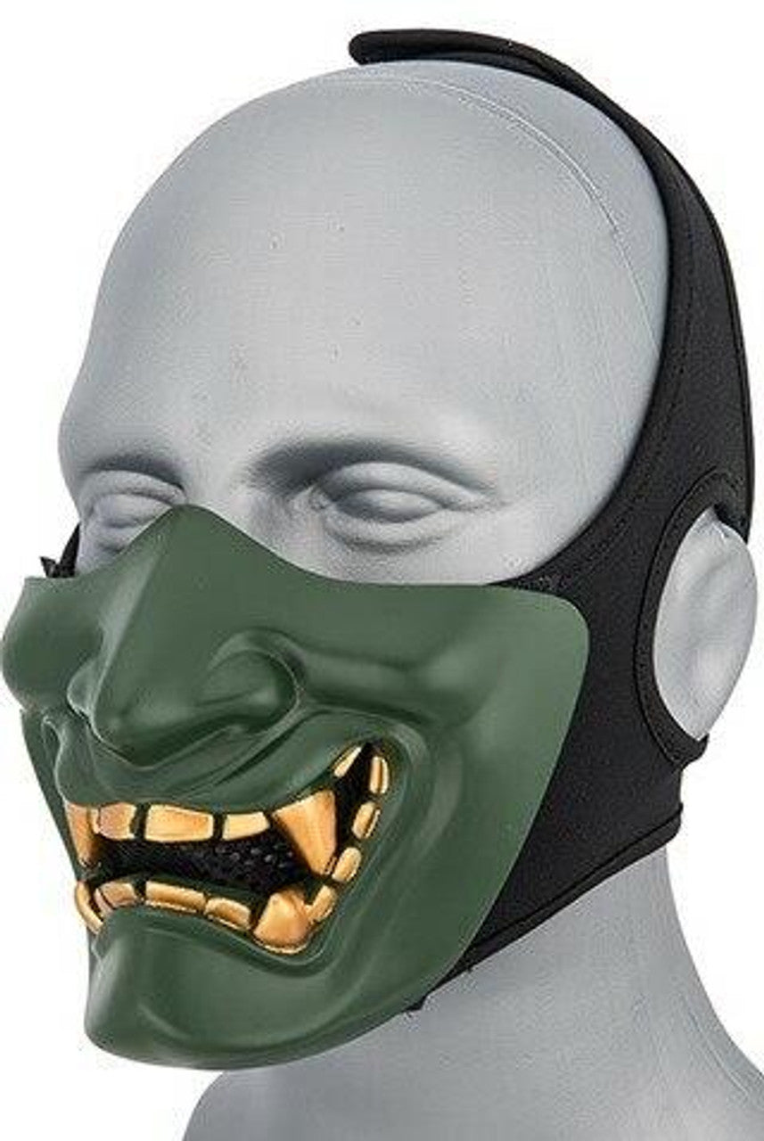 Yokai Ogre Padded Polymer Lower Face Mask – Green, Durable Tactical Airsoft Gear